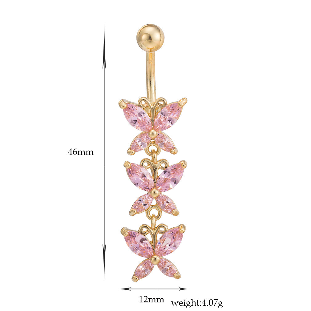 Pendiente de ombligo de acero con forma de mariposa, accesorios populares para el ombligo de mujer