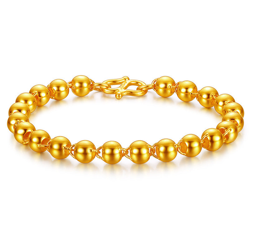 Herren-Armband aus runden Perlen mit 24k Goldimitation
