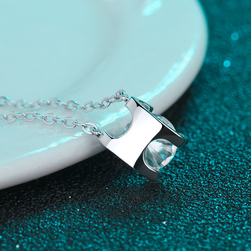 S925 Sterling-Silber Moissanit-Halskette