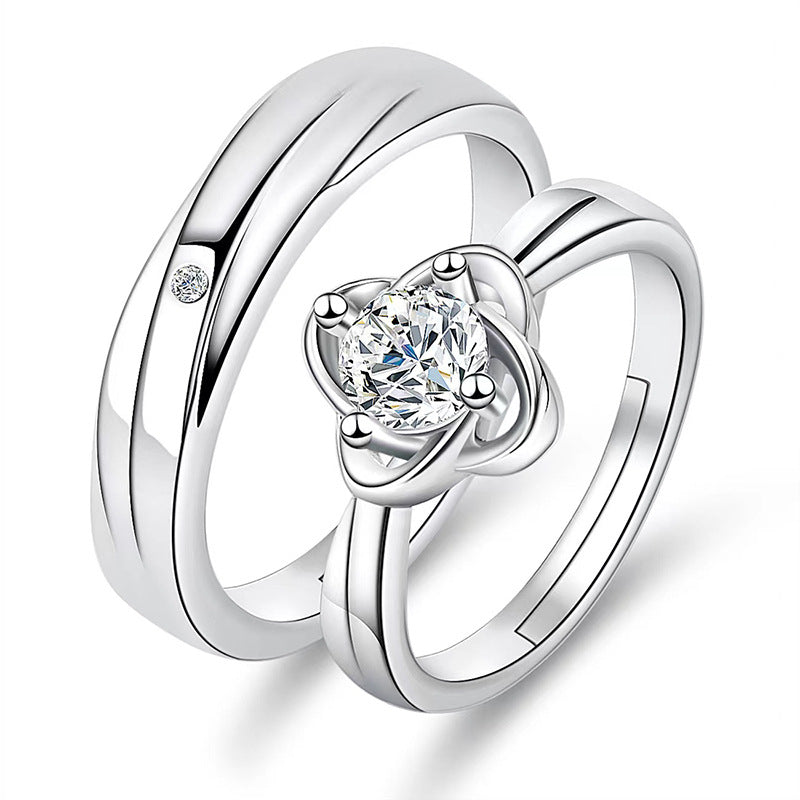 Anillos de apertura Simulación de boda Anillo de diamante