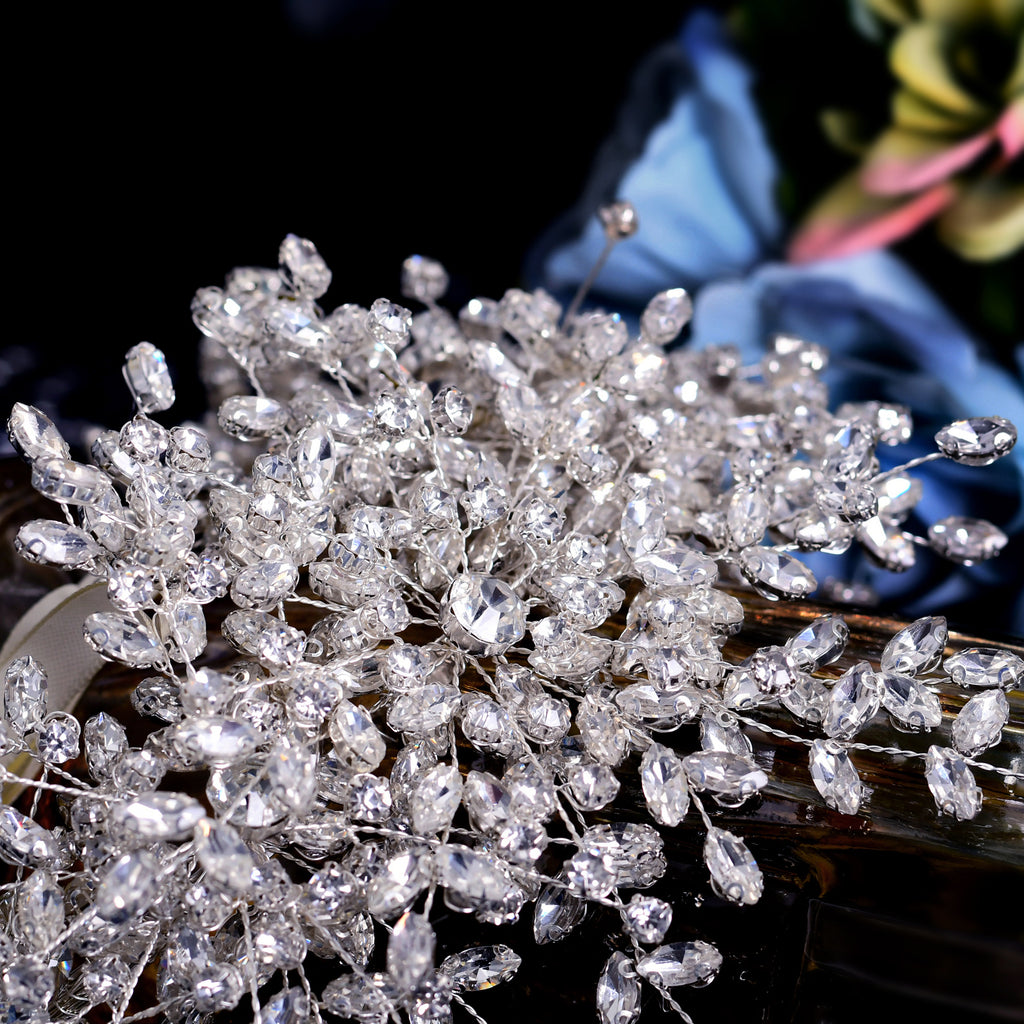 Nueva corona de boda de reina de hielo y nieve con diamantes de imitación hechos a mano pesados