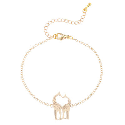 Vergoldete Silberarmbänder mit Liebesherz-Giraffen