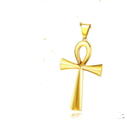 Grenzüberschreitender E-Commerce-Warenursprung, europäische und amerikanische glänzende Edelstahl-altägyptische Kreuz-Männerhalskette Amulett Anhänger