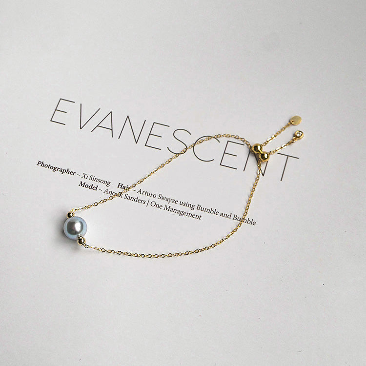 Salzwasserperle Echtes Hanf Einzelarmband 14K Gold