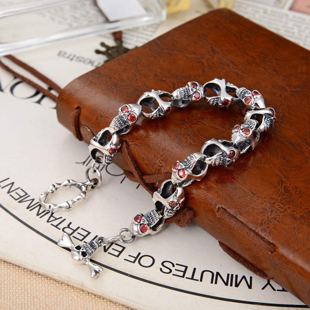 925 Silver Personalized Punk Hip Hop Men And Women Couple Dark Fashion Bracelet
