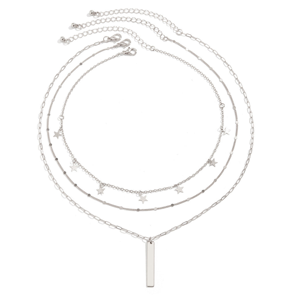 Damen schlichte, schlanke Kette, mehrlagige Kunstperlenkette