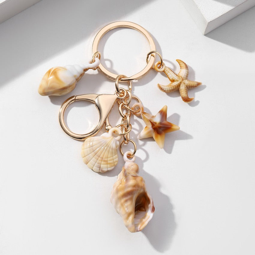Simulation Shell Conch Starfish Five-pointed Star Pendant Keychain