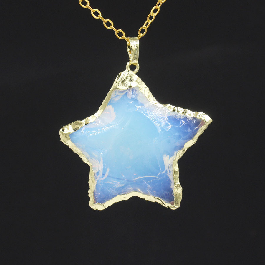 Star Moon Faceted Pendant White Crystal