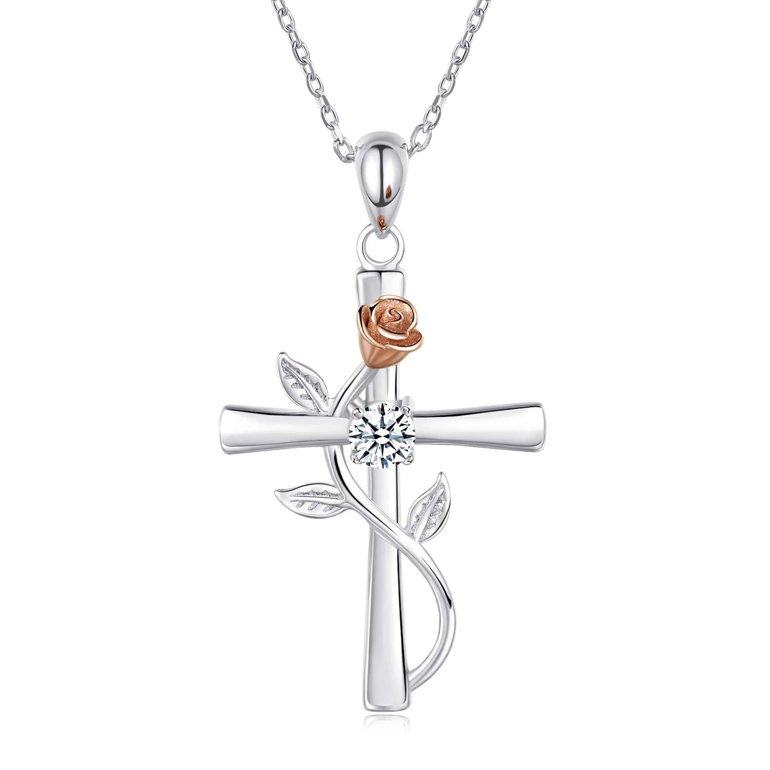 Rosenkreuz-Halskette mit Strass, modische Persönlichkeit, 12 Monats-Geburtsstein-Anhänger-Halskette für Valentinstag, Geburtstagsgeschenk