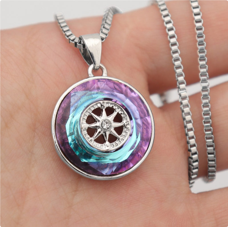 Fashion Compass Necklace Men Women Hip Hop