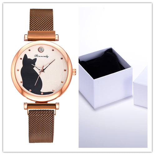 Conjunto de pulsera de reloj de gato para mujer