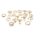 Retro hohler Stern tropfenförmiger Ring Set Kombination 19 Sets