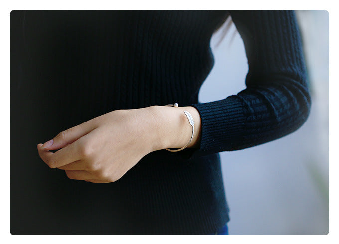 S925 Sterling-Silber Blatt Armband