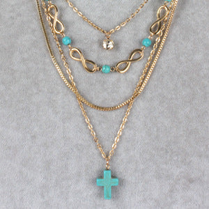 Boho Türkis Kreuz Schicke Halskette