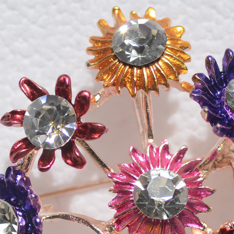 Vase Flower Arrangement Painted Brooch