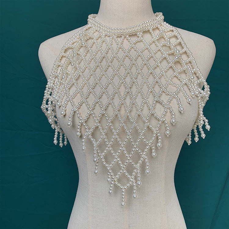 Handgestrickte Kleidung Schmuck Shooting Perlen-Schal