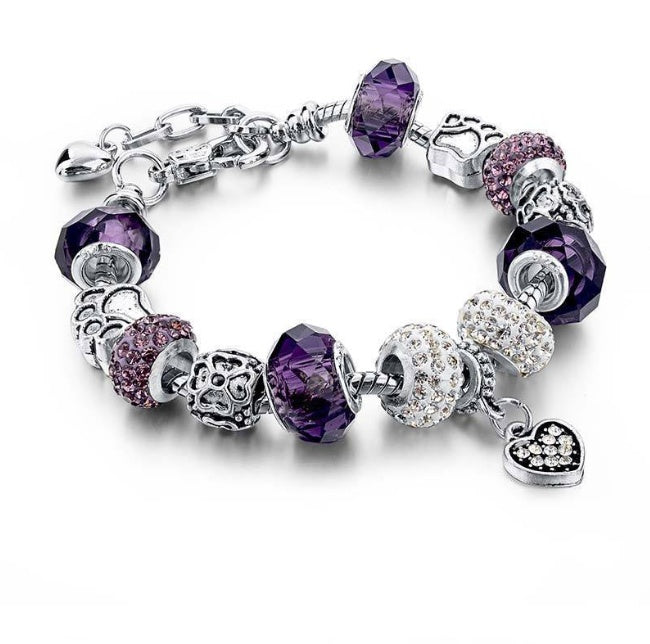 Schmuck Silber Charms Armband & Armreifen mit Königinnenkrone Perlen Armband für Frauen