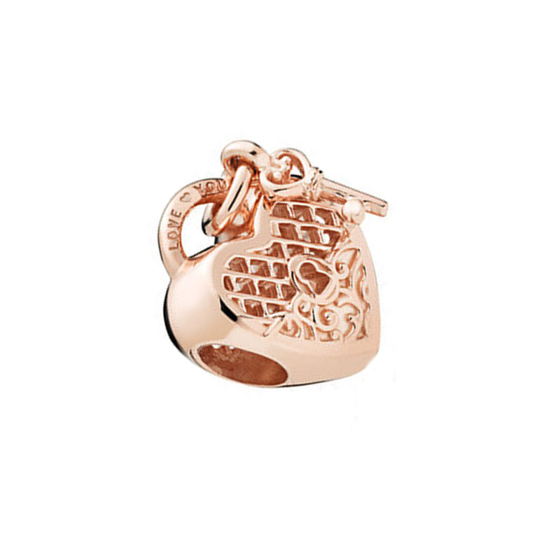 S925 Sterling Silver Rose Gold Bead Charm Pendant