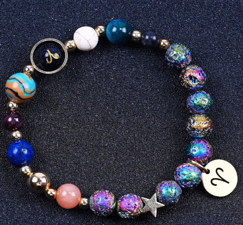 Pulseras de las Doce Constelaciones de Roca Volcánica Colorida de San Azul