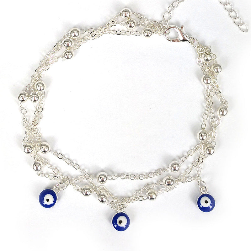Tobillera de cadena con cuentas, moda, calzado y joyería, con colgante de ojo