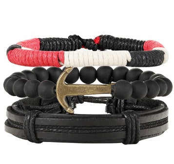 Pulseras y brazaletes de cuero con cuentas de moda