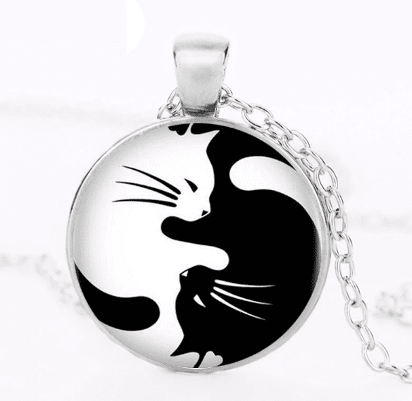 Ying- & Yang-Katzenanhänger-Halskette