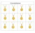 Zodiac sign gold coin engraved necklace