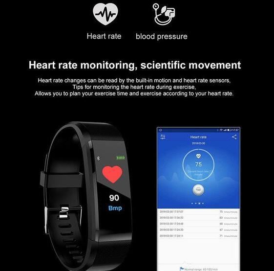 Pulsera Inteligente con Bluetooth Monitor de Ritmo Cardíaco Reloj Rastreador de Actividad Física