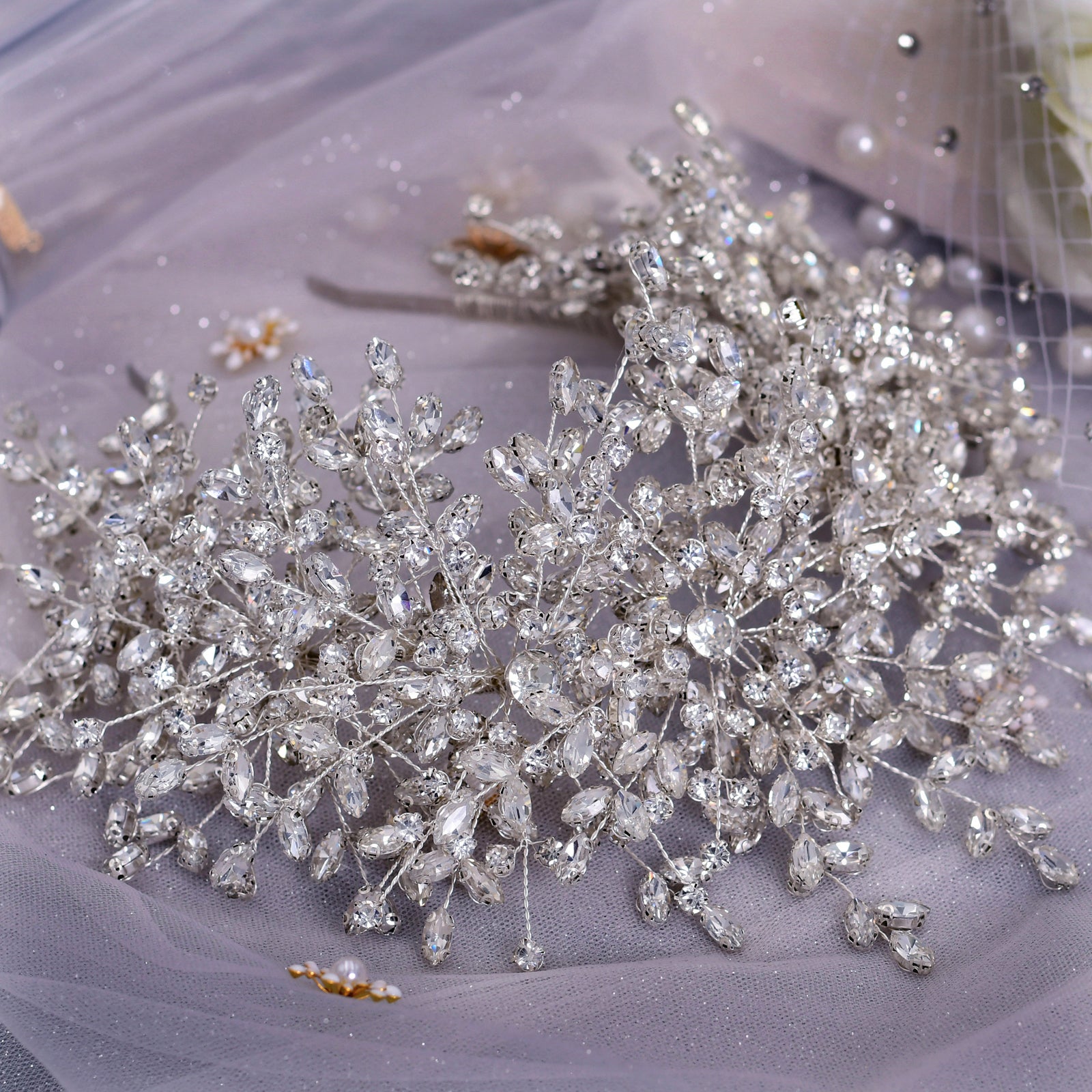 Nueva corona de boda de reina de hielo y nieve con diamantes de imitación hechos a mano pesados