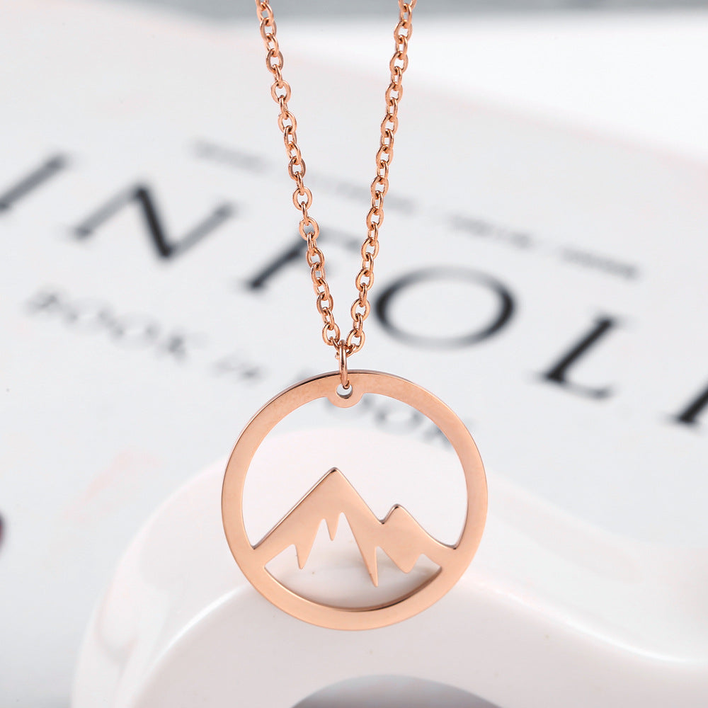 Mountain Pendant Necklace Gold Silver Minimalist Nature Snow Mountain Necklace For Women Men Fashion Adventure Jewelry Gift