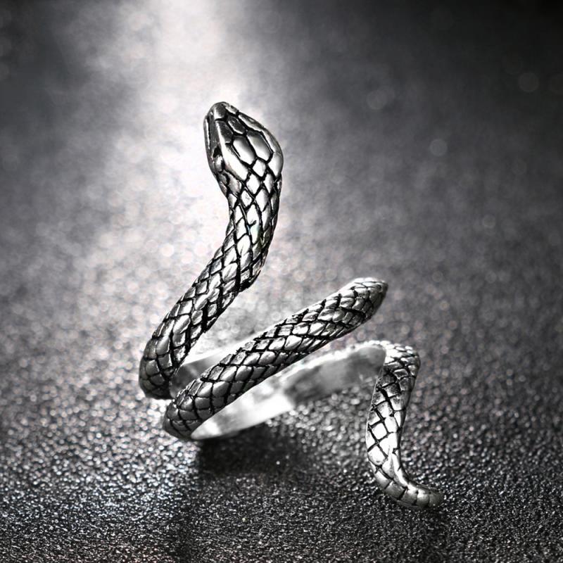 Anillo punk estilo retro espíritu de serpiente, apertura estereoscópica ajustable, joyería