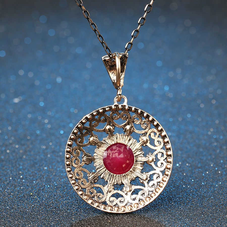 Bridal suit new style genuine Luo Yang set jewelry, hollowed out with resin, diamond necklace, earring two sets