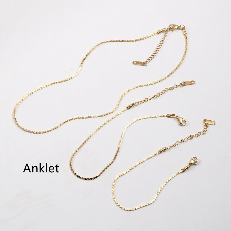 Titanium Steel Gold Plated Necklace Anklets Bracelets