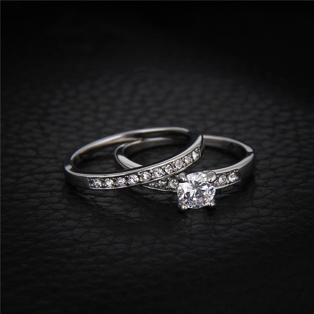 Silberfarbene Ring-Sets für Damen, modische Eheringe, Brautverlobungsringe, Damenringe, Schmuck, weibliche Zirkonia-Bagues