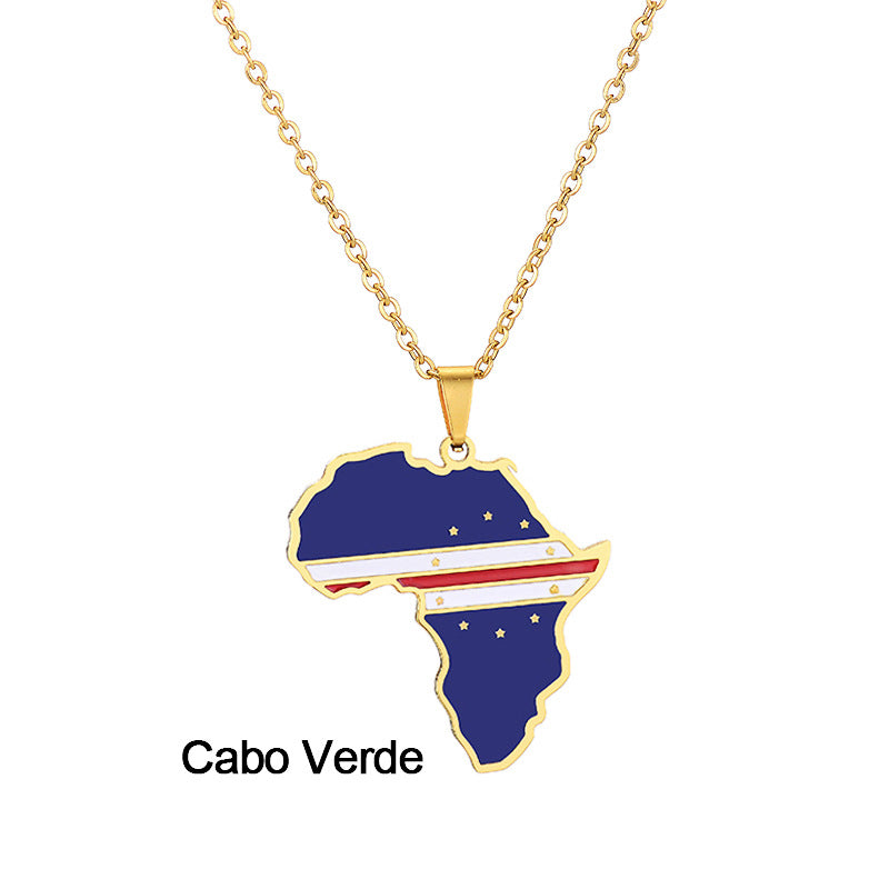 Collar con Colgante de Mapa de África Acero Inoxidable Joyería Ghana Nigeria