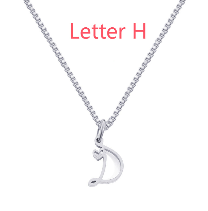 26 Love Letters Titanium Steel Pendants Necklace