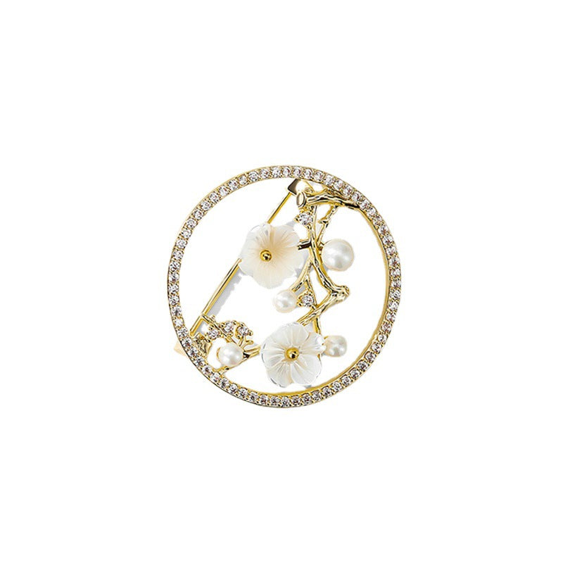 Broche de disfraz con diseño de flor hueca de planta estilo chino
