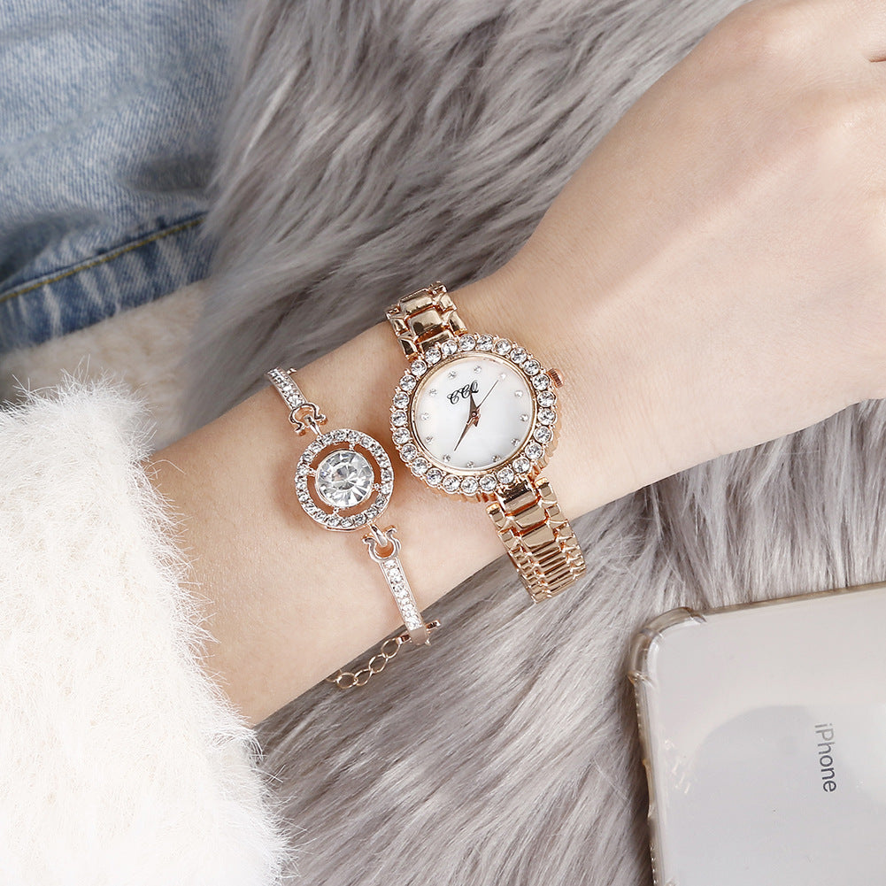 Traje de reloj con brazalete de diamantes de moda para mujer