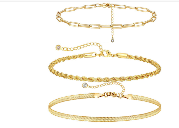 Metal Figaro Chain Fashion Simple Bracelet Suit