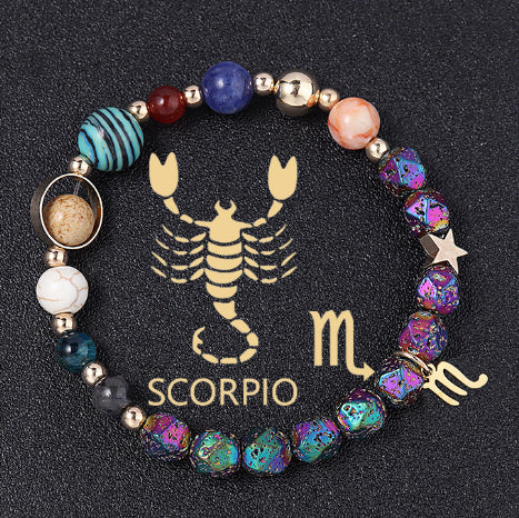 Natural Volcanic Rock Electroplating Twelve Constellations Bracelets