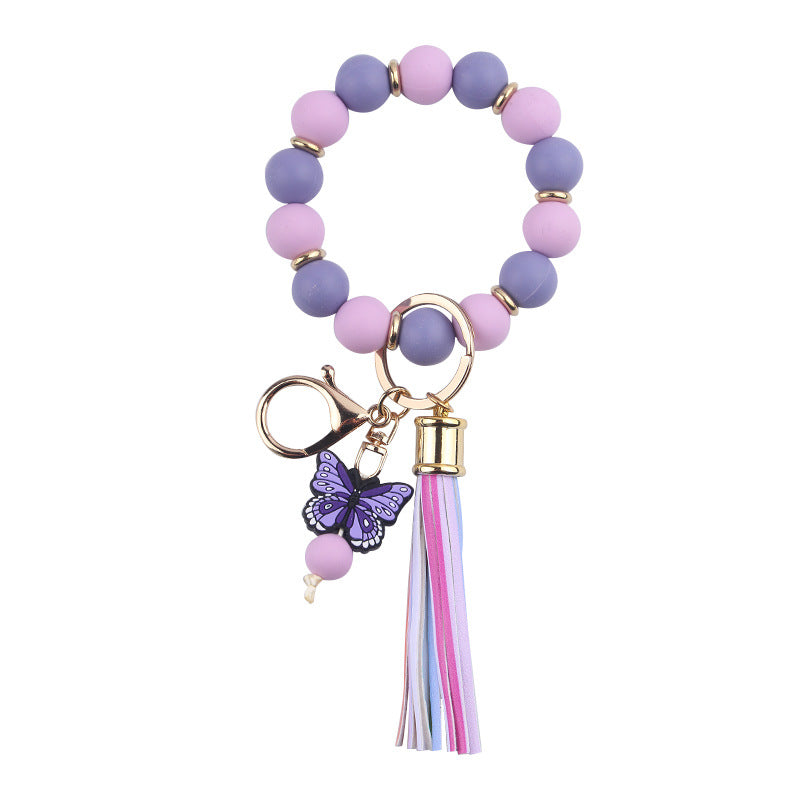 Creative DIY Beaded Cartoon Butterfly Wrist Keychain