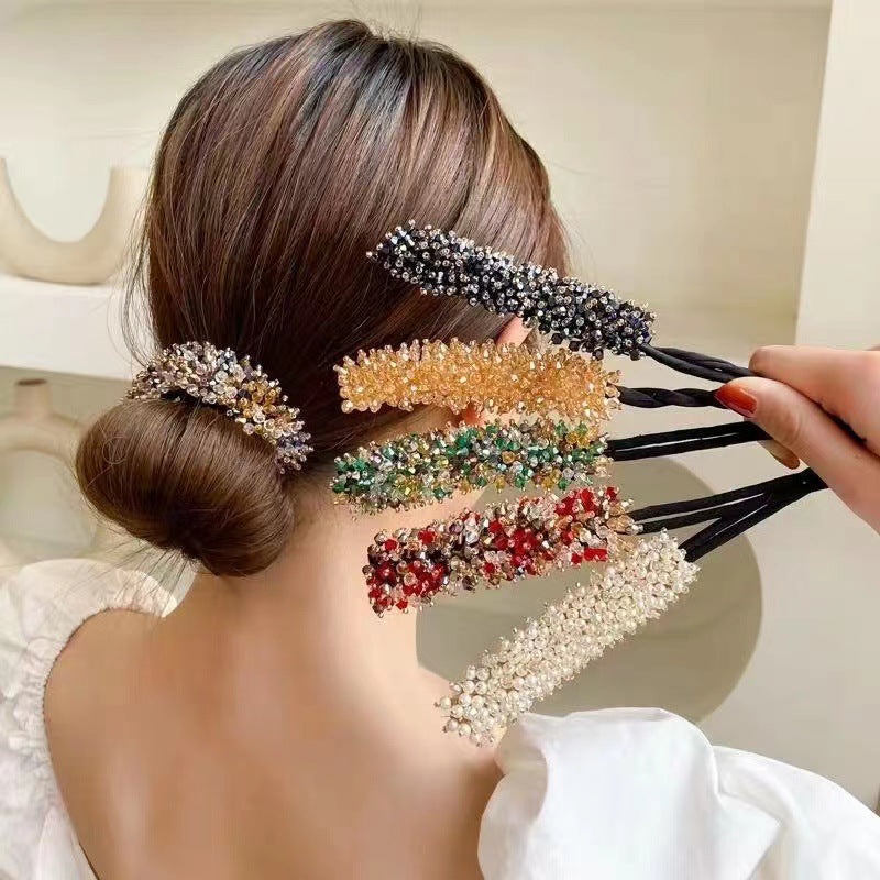 Conjunto de pelo de cristal con perlas y flores de Xiaoxiangfeng