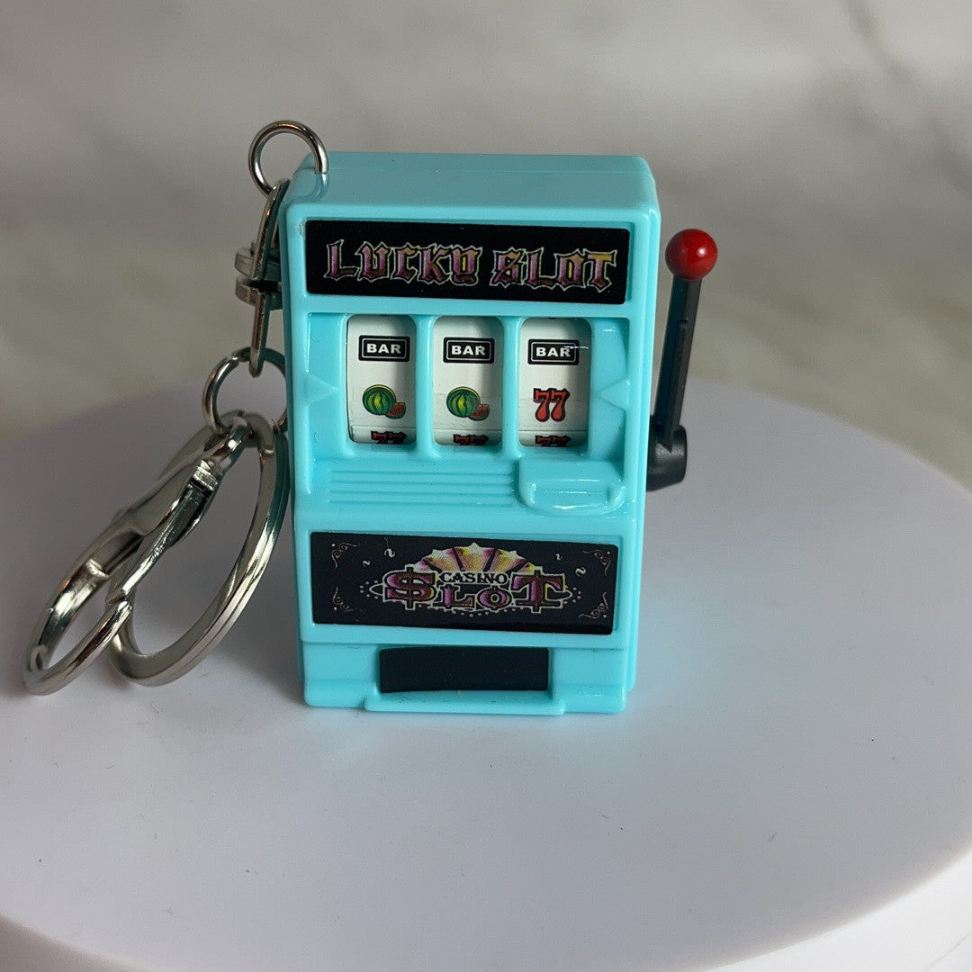 Mini Fruit Digital Lottery Novelty Palm Slot Machine Keychain