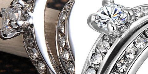 Silberfarbene Ring-Sets für Damen, modische Eheringe, Brautverlobungsringe, Damenringe, Schmuck, weibliche Zirkonia-Bagues
