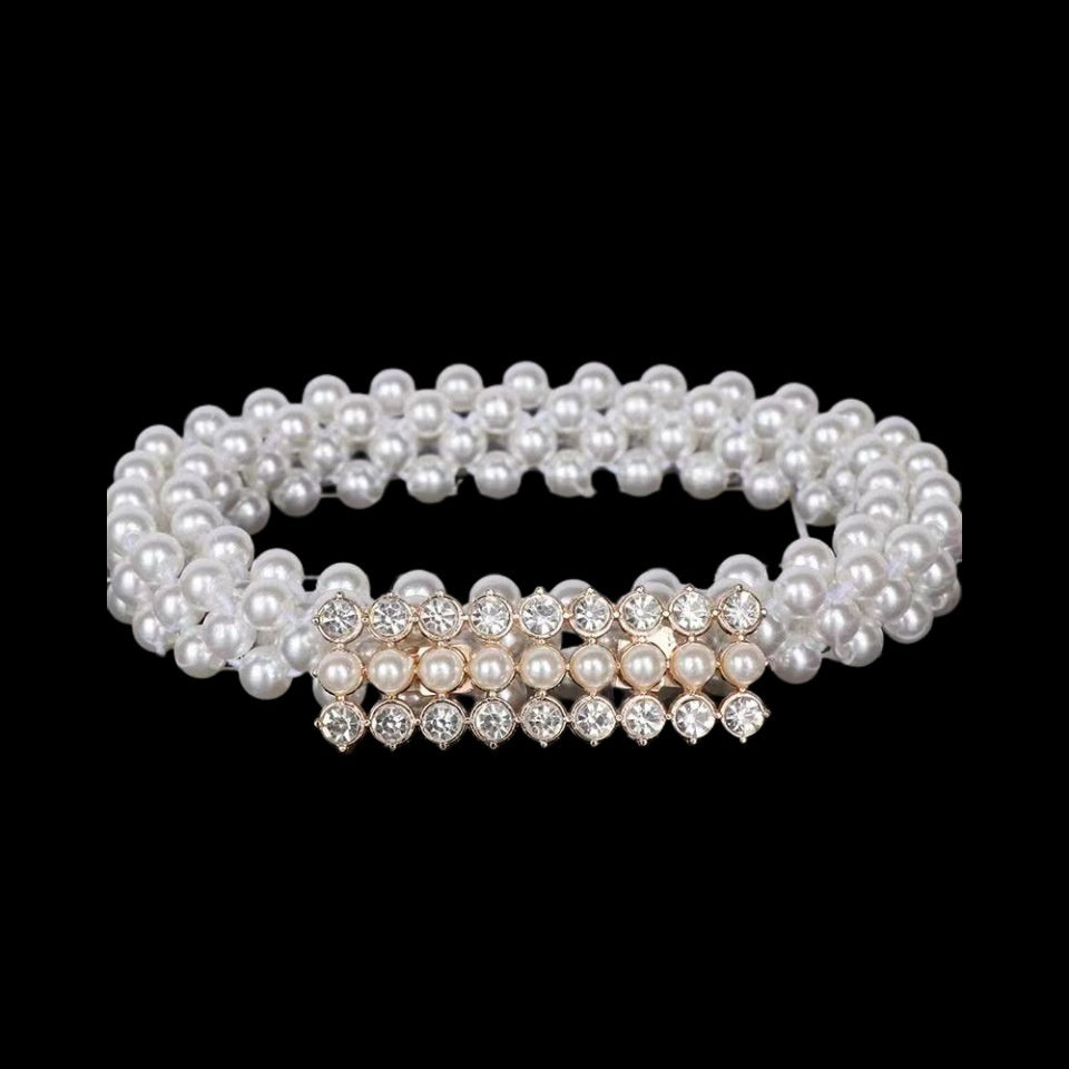 Joyería de moda para mujer, cadena de cintura con perlas blancas