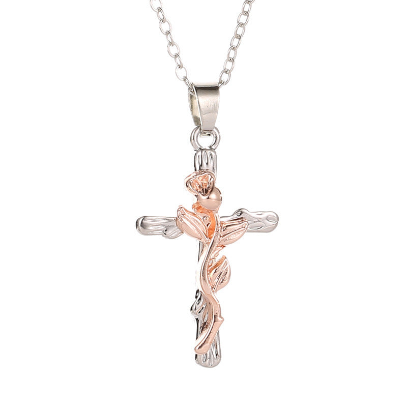 Klassische Vintage Blatt Jesus Kreuz Halskette
