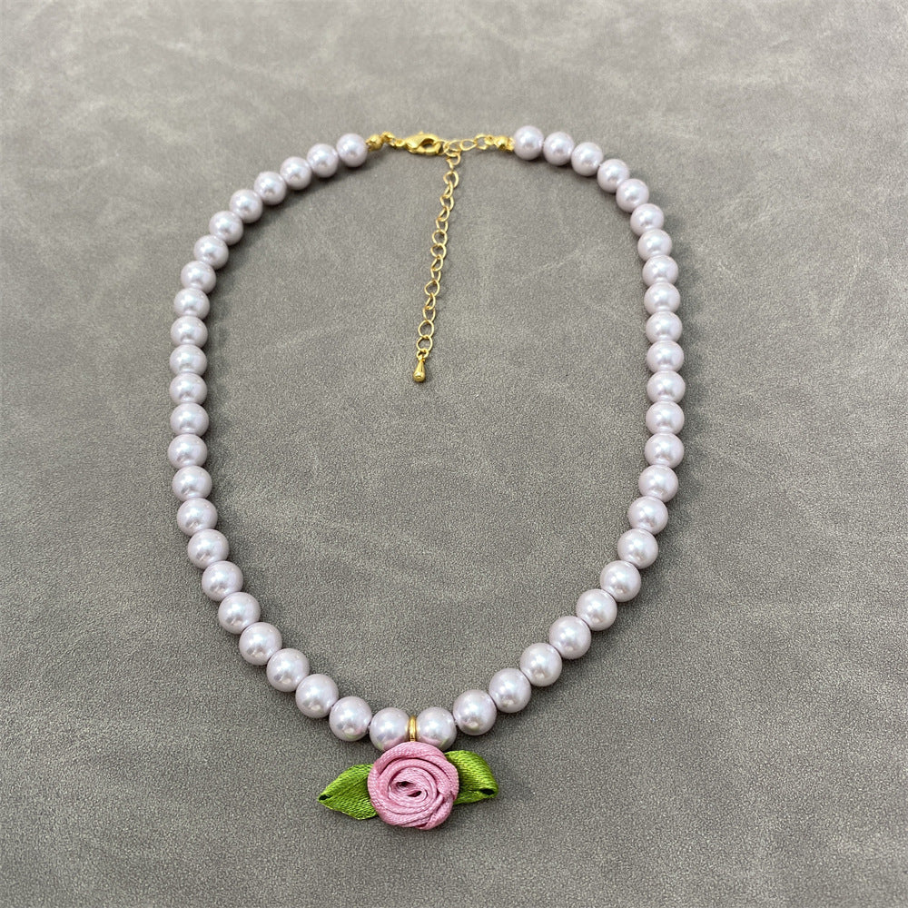 Blumen-Choker-Perlenkette Anmutig Mori Süße Schlüsselbeinkette Damen