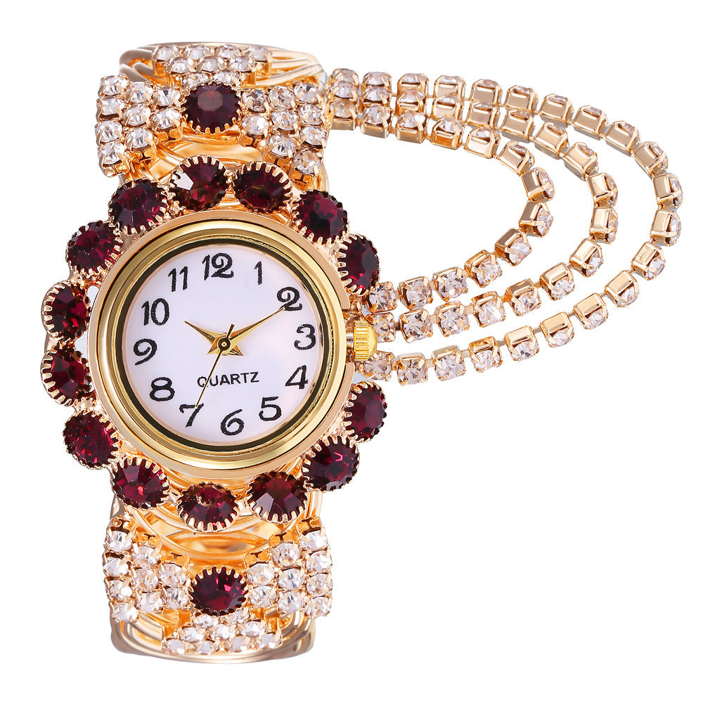Reloj de cuarzo de cadena con garra de diamante para mujer, versátil