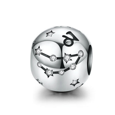 Cuentas de plata de ley 925 vintage del signo zodiacal Acuario para pulseras