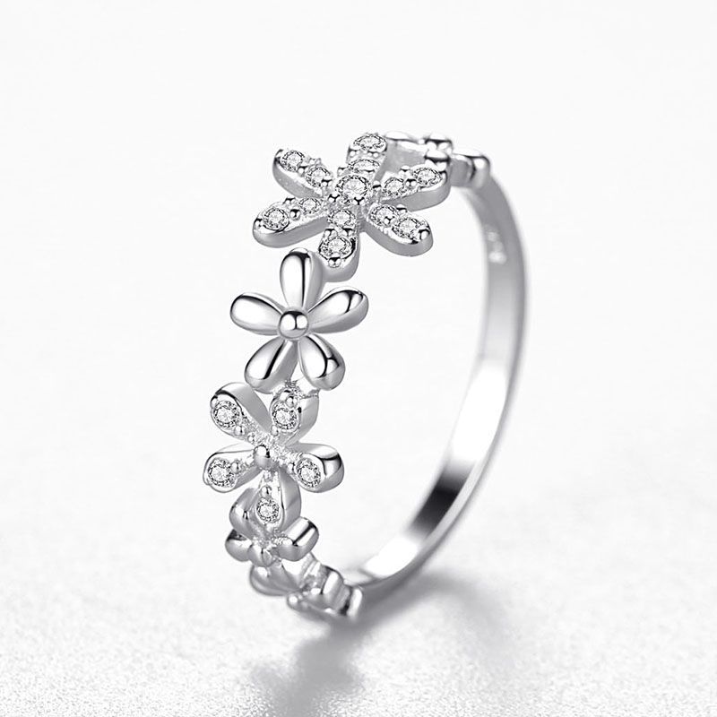 Sterling Silver Ring Female Korean Fashion Light Luxury Micro Diamond Ring